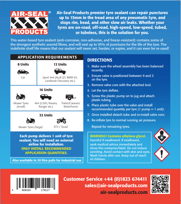 AIR-SEAL Jug Tyre Sealant (incl. VAT)